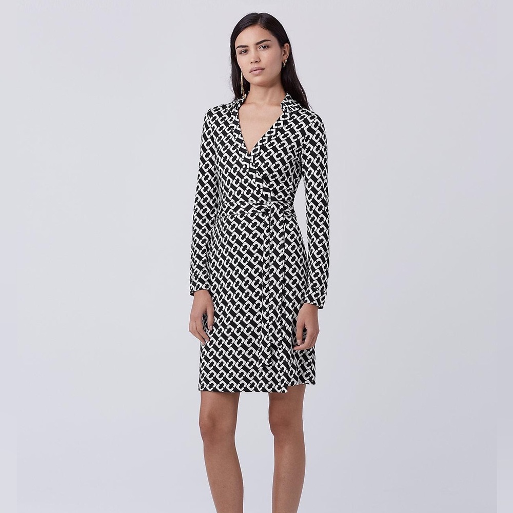 Diane Von Furstenberg Black and White Wrap Dress